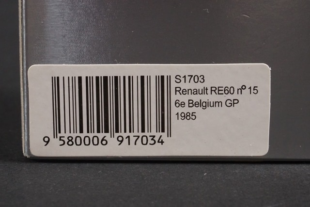 1/43 スパーク S1703 ルノー RE60 6e ベルギーGP 1985 #16, Boost Gear
