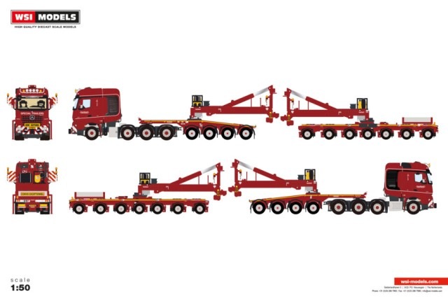 予約 6073374 WSI 1/50 Nooteboom Red Line MERCEDES-BENZ AROCS