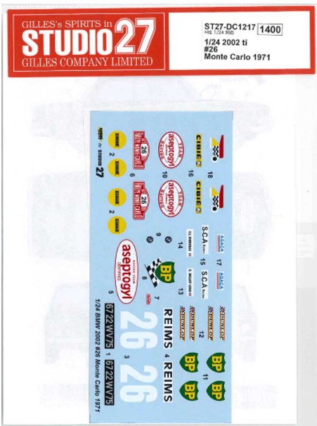 ���DC1217 ��������27 1/24 BMW 2002 ti #26 ���ƥ���� 1971 1971