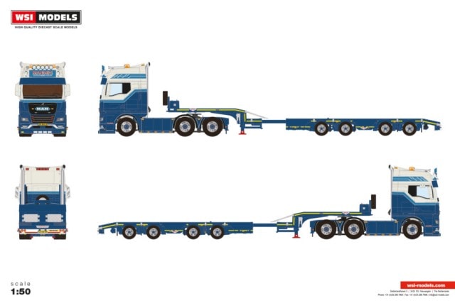 予約 01-4833 WSI 1/50 Manders Deurne MAN TGX GX 6X2 TAG AXLE SEMI