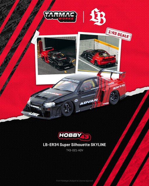 新品 T43-021-ADV Tarmac Works 1/64 日産 LB-ER34 Super Silhouette