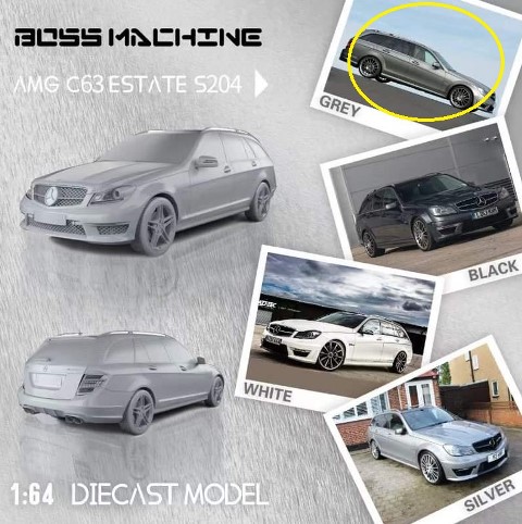 ͽ  Boss Machine BM 1/64 륻ǥ ٥ C饹 Mercedes Benz AMG C63 Estate C-Class 3 S204 Grey