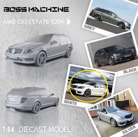 ͽ  Boss Machine BM 1/64 륻ǥ ٥ C饹 Mercedes Benz AMG C63 Estate C-Class 3 S204 White