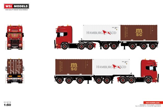 岩*P様 scania 1/50 2個セット IMC 1/50 SCANIA S-Serie high roof Nooteboom flatbad trailer
