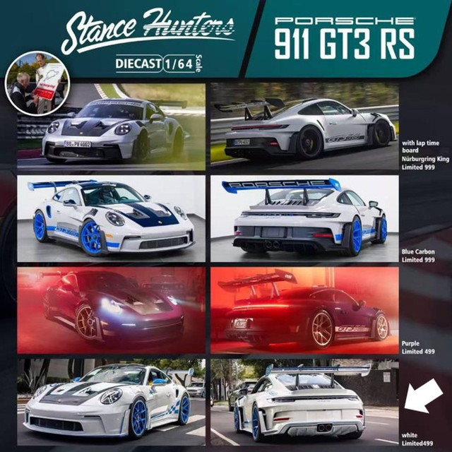 予約 Stance Hunters 1/64 ポルシェ Porsche 911 GT3 RS White, Boost