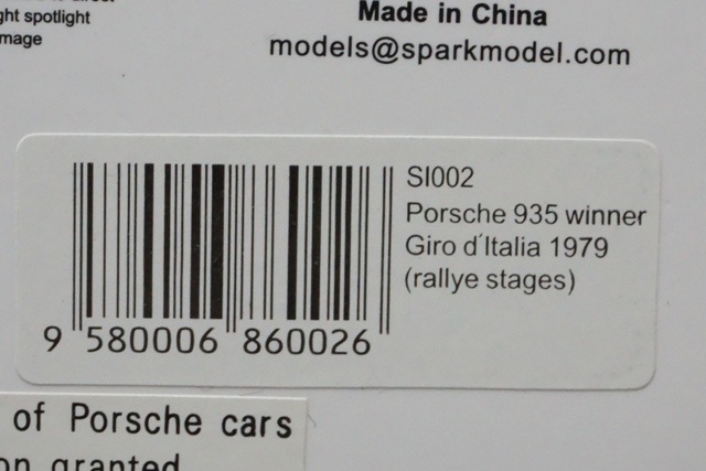 1/43 スパーク SI002 ポルシェ 935 Winner Giro D'Italia 1979 G