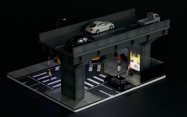新品 You Car 1/64 都市高架シーン Urban Elevated Scene