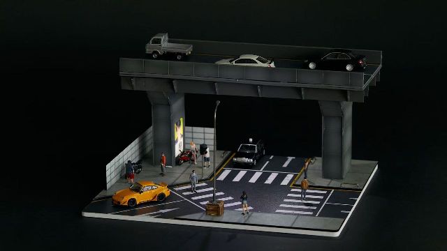 新品 You Car 1/64 都市高架シーン Urban Elevated Scene