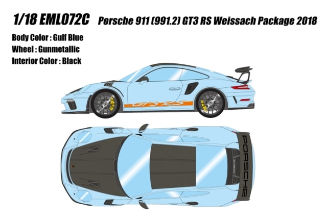  EML072C ᥤå/ɥ 1/18 ݥ륷 Porsche 911 (991.2) GT3 RS Weissach Package 2018 ե֥롼