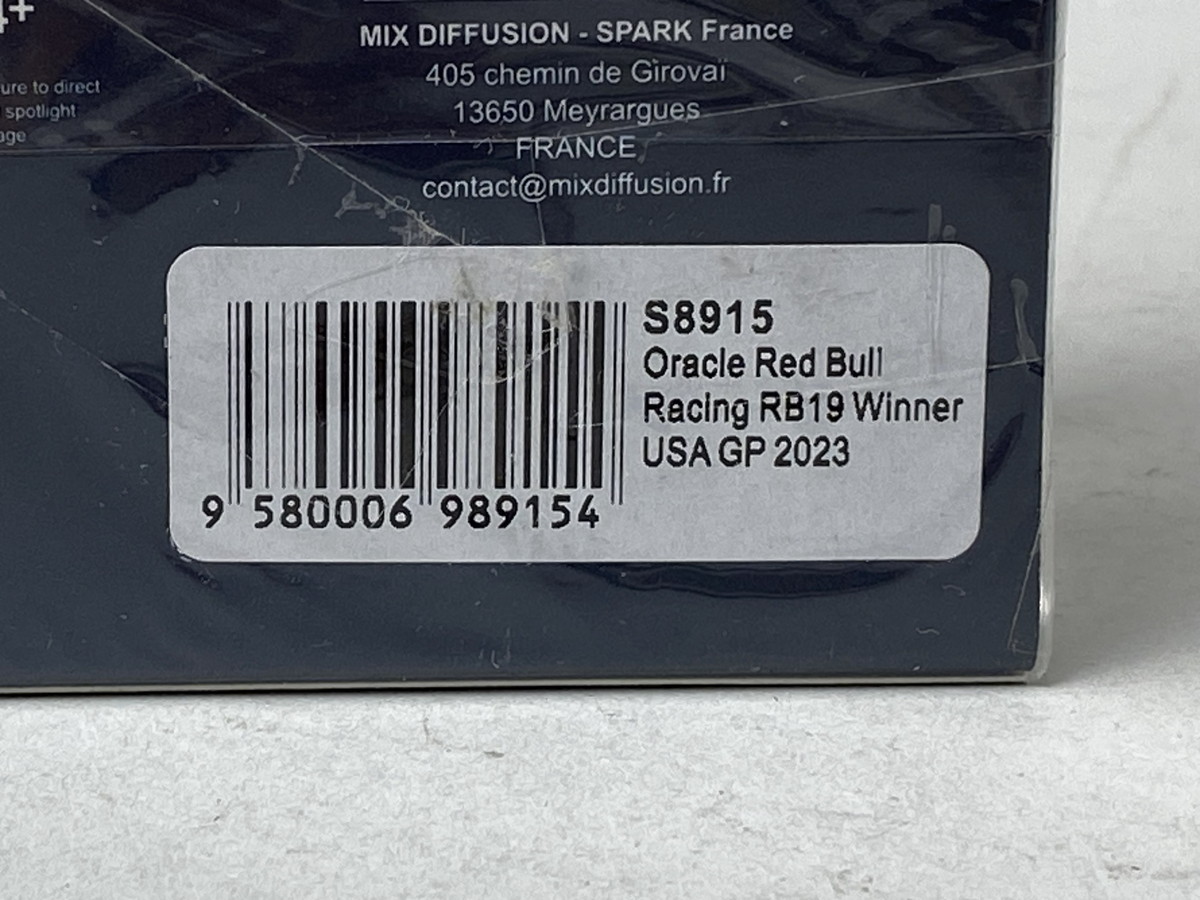 1/43 スパーク S8915 オラクル レッドブルレーシング RB19 アメリカGP