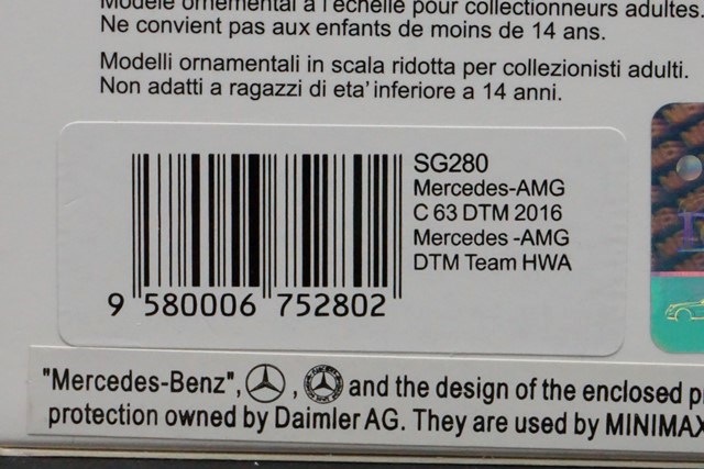 ミニカー 1/43 Mercedes AMG C63 DTM 2017 Team HWA ミニカー 1/43 Mercedes AMG C63 DTM 2017 Team HWA 1/43 Mercedes AMG