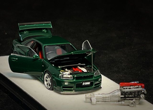 PGM 1/64 日産 GTR R34 Z-TUNE ブリティッシュグリーン PGM Nissan GTR R34 Z-TUNE Diecast Model - British Green 1:64
