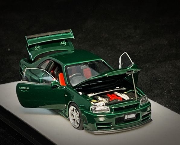 1/64 PGM Nissan 日産 GTR R34 Z Tune 緑　全開閉 PGM Nissan GTR R34 Z-TUNE Diecast Model - British Green 1:64