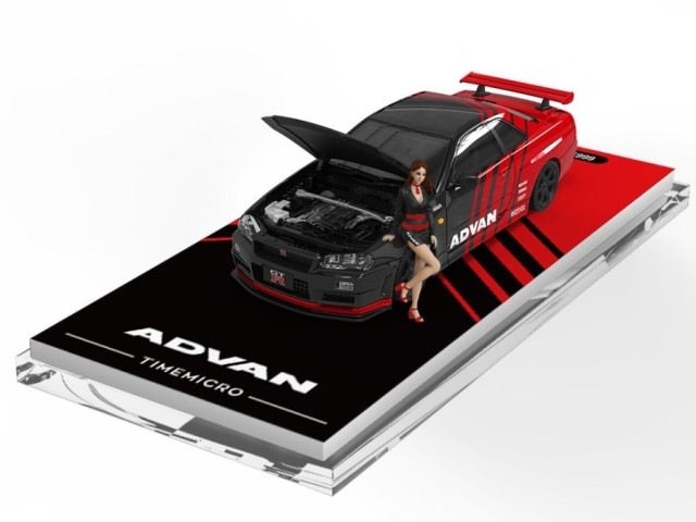 新品 TM646316-1 TimeMicro TM 1/64 R34 Advan ボンネット開閉