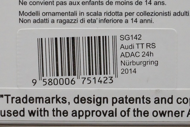 1/43 スパーク SG142 アウディ TT RS ADAC ニュルブルクリンク