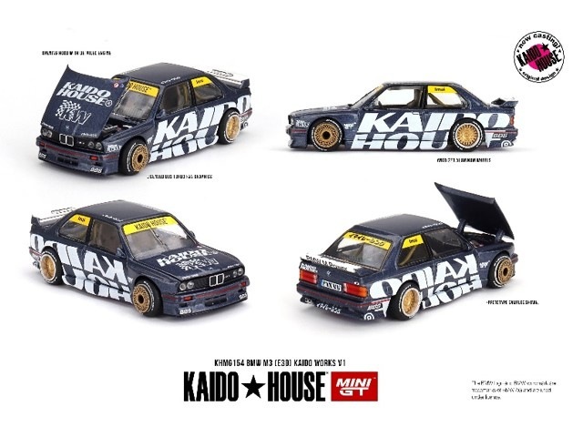新品 KHMG154 TSM MINI-GT 1/64 BMW M3 (E30) Kaido Works V1 (左