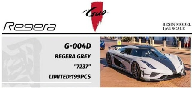 新品 G-004D GUO 1/64 ケーニグセグ レゲーラ Koenigsegg Regera GREY
