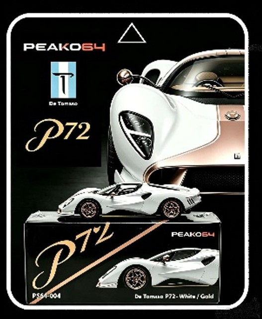 予約 PE63802B ピーコ 1/64 De Tomaso P72 ホワイト/ゴールド
