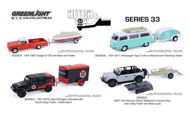 新品 32330 GreenLight 1/64 Hitch & Tow Series 33 アソート：4個入り