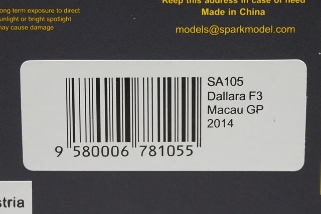 1/43 スパーク SA105 ダラーラ F3 マカオGP 2014 #5, Boost Gear