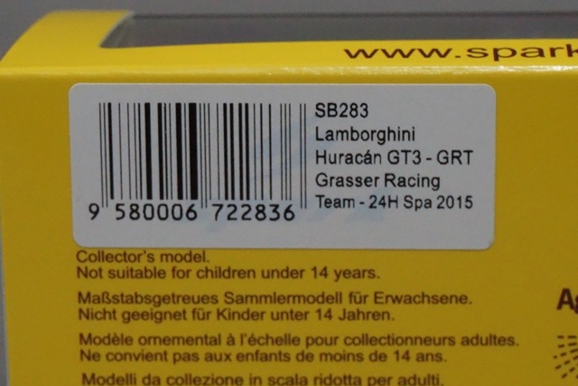 1/43 ���ѡ��� SB283 ���ܥ륮���� ���饫�� GT3 24H Spa 2015 #63
