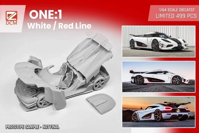 ͽ  DCM 1/64 ˥ Koenigsegg One:1 white + red latte