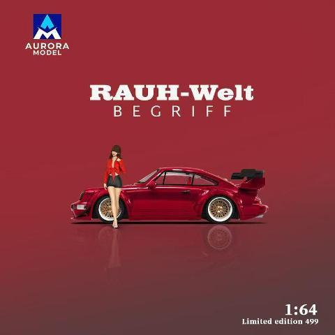 新品 AM Aurora MODEL 1/64 RWB Porsche RWB964 Metallic Red