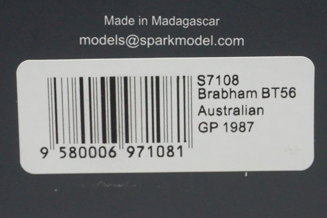 【希少】スパーク1/43 ブラバム BT56 メキシコGP 1987 パトレーゼ Amazon | ☆ スパーク 1/43 ブラバム BT56 F1 1987 ベルギーGP 3位 #8
