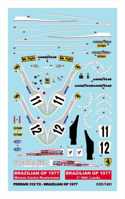 取寄せTMK404 タメオキット 1/43 フェラーリ 312T2 Brazilian
