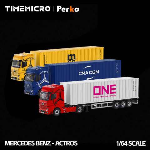 新品 Time Micro TM x Perka 1/64 Actros Container Truck コンテナ