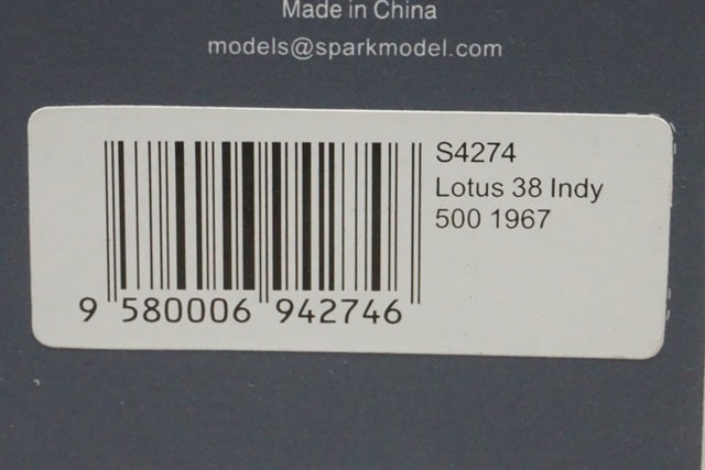 1/43 スパーク S4274 ロータス 38 インディ 500 1967 #31, Boost Gear