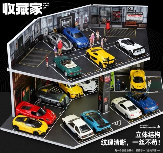 予約 SCJ-82082 収蔵家 ジオラマ 1/64 海外情景ジオラマ ガレージ