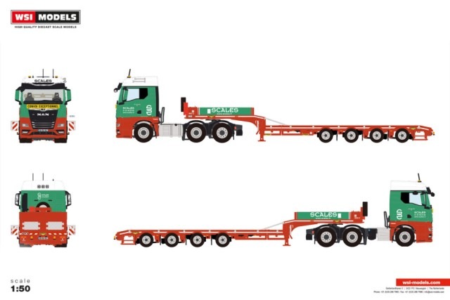 予約 01-5522 WSI 1/50 Scales MAN TGX GM 6×2 ツインステア セミ