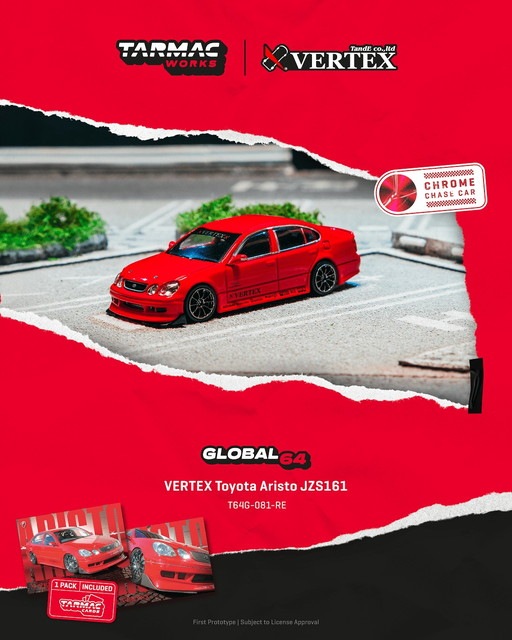 新品 T64G-081-RE Tarmac Works 1/64 VERTEX Toyota Aristo JZS161 Red