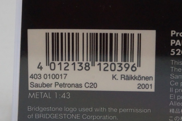 1/43 ߥ˥ץ 403010017 ѥɥå С ڥȥʥ C20 2001 #17 K.饤ͥ
