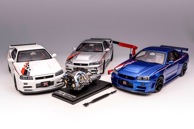 SKYLINE GTR ミニカー nismo 1/18 MotorHelix Nissan Skyline R34 GT-R Nismo Z-tune Pearl