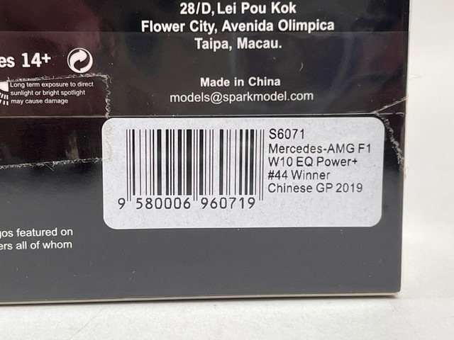 1/43 ���ѡ��� S6071 ��륻�ǥ� AMG �ڥȥ��ʥ� �⡼�������ݡ��� W10 EQ �ѥ�� ��� China GP ͥ�� 2019 #44 F1 1000th GP L.�ϥߥ�ȥ�