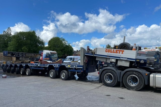 ͽ 01-5175 WSI 1/50  VOLVO Collett FH5 GLOBETROTTER 8X4 MANOOVR WITH 2 AXLE DOLLY - 6 AXLE
