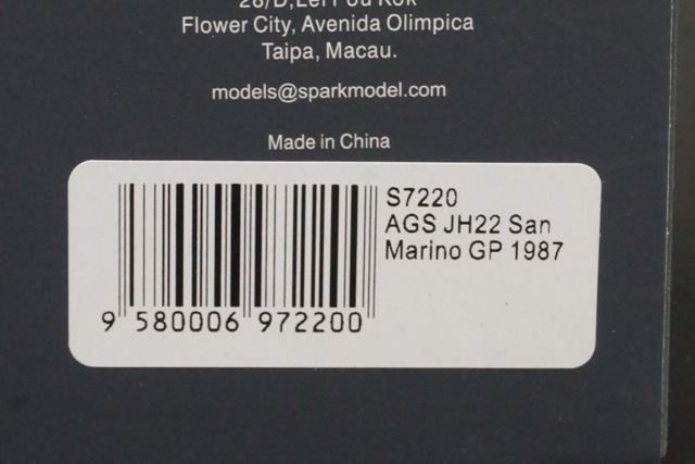 1/43 スパーク S7220 AGS JH22 San Marino GP 1987 Pascal Fabre #14