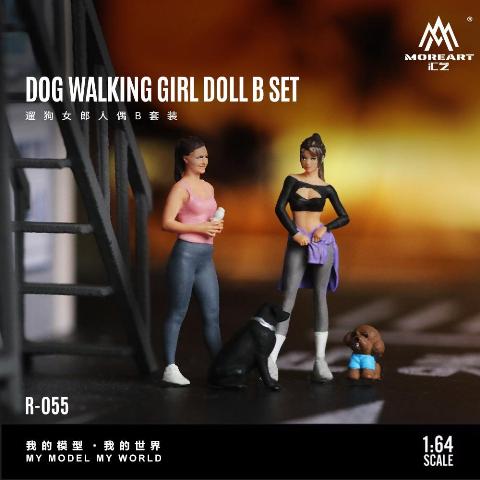 新品 MO223055 MoreArt 1/64 犬の散歩をする女の子の人形 DOG WALKING