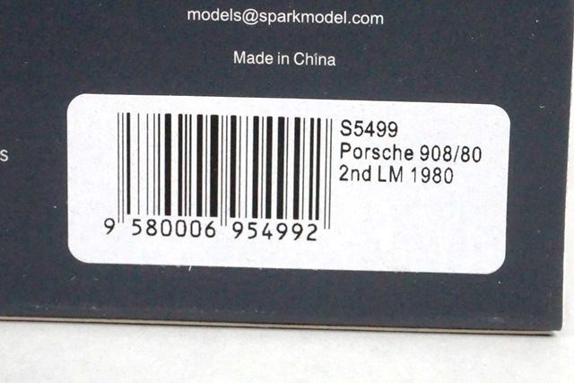1/43 スパーク S5499 ポルシェ 908/80 2nd LM 1980 #9, Boost Gear