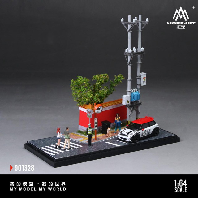 予約 MO901328 MoreArt 1/64 CITY RED WALL CORNER SCENE MODEL 街角