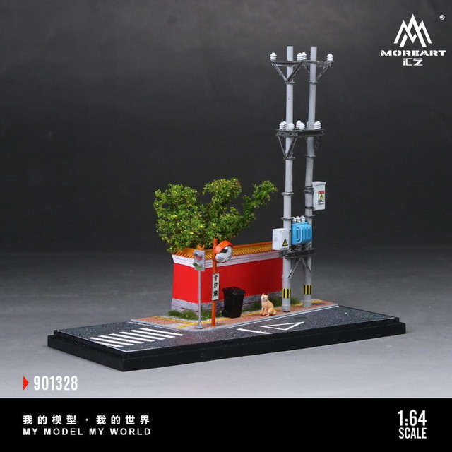 予約 MO901328 MoreArt 1/64 CITY RED WALL CORNER SCENE MODEL 街角