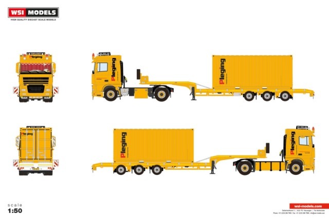 予約 01-5172 WSI 1/50 Pleging DAF XF95 SPACE CAB 4X2 SEMI LOW