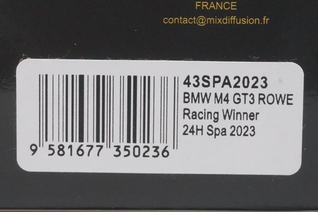 1/43 スパーク 43SPA2023 BMW M4 GT3 ROWE レーシング SPA 24H 優勝