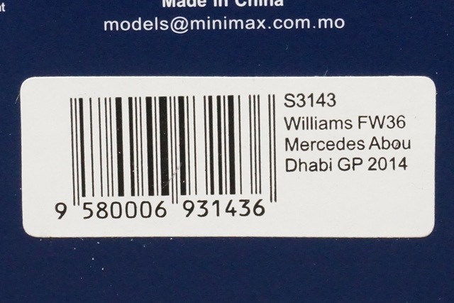 1/43 スパーク S3143 ウィリアムズ FW36 メルセデス アブダビGP