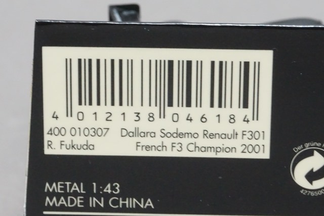 1/43 ミニチャンプス 400010307 ダラーラ ソデモ ルノー F301 2001