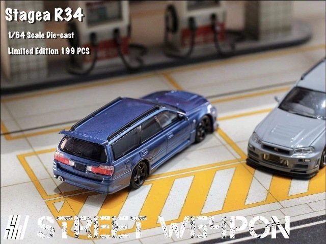 Street Weapon 1:64 NISSAN Stagea R34 1ère génération WC34 260RS Bayside voiture