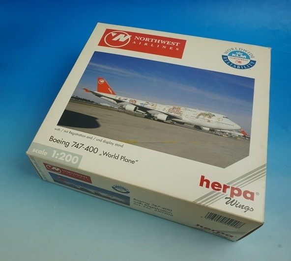 1/200 B747-400 nwa ノースウエスト Worldplane ワールドプレーン