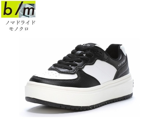 MoonStar (ムーンスター)B/M ビーエム ノマドライド メンズ レディス 厚底カジュアルコートスニーカー 大胆なカッティングとストリート感あふれるデザインで随所に遊び心もプラス 通学スニーカ